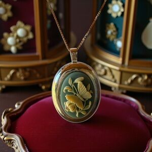 VTG Sterling Silver Wedgewood Style Jasperware Silver Neckl W/ Pendant /Brooch